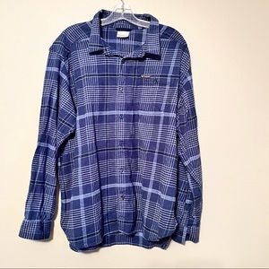 Mens Columbia Flannel Cotton Plaid Long Sleeve Blue Work Casual Size  XXL